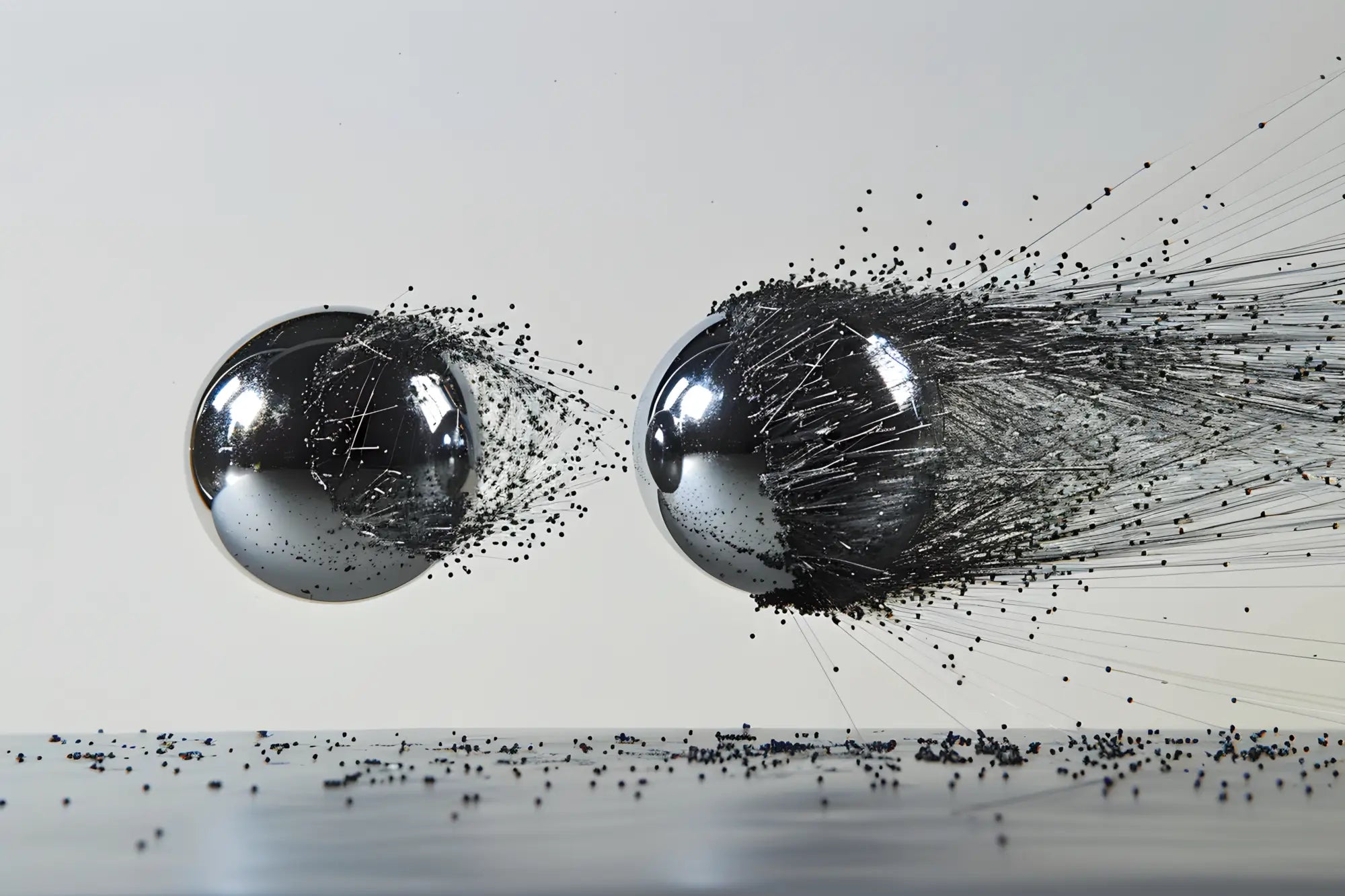 Two metal marbles with magnetic fields.